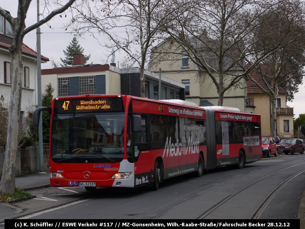 WI-XJ 117 Mainz-Gonsenheim Wilhelm-Raabe-Straße/Fahrschule Becker (Warteposition) 28.12.2012