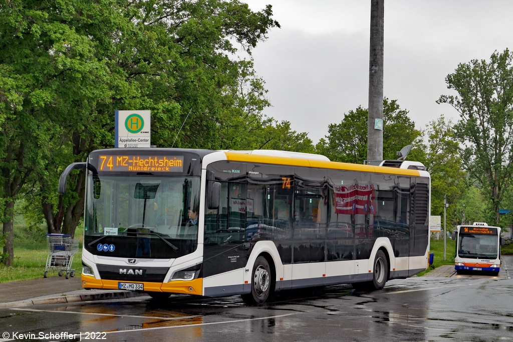 Wagen 334 | MZ-MQ 334 | Biebrich Äppelallee-Center | 26.04.2022