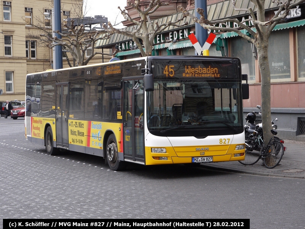 MZ-SW 827 Mainz Hauptbahnhof (Haltebereich T) 28.02.2012