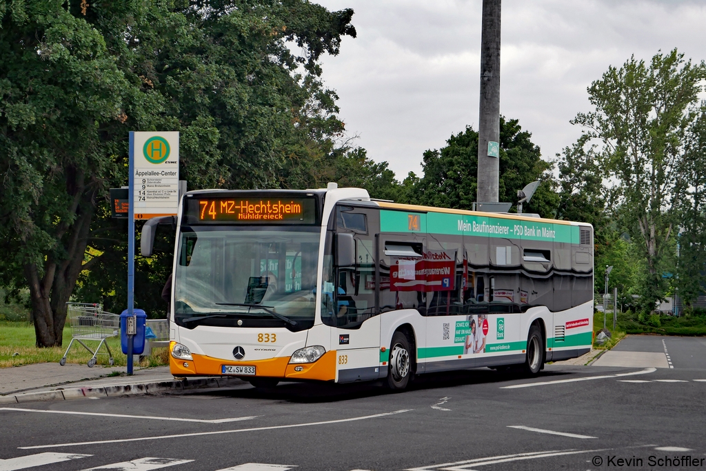 Wagen 833 | MZ-SW 833 | Biebrich Äppelallee-Center | 01.07.2021