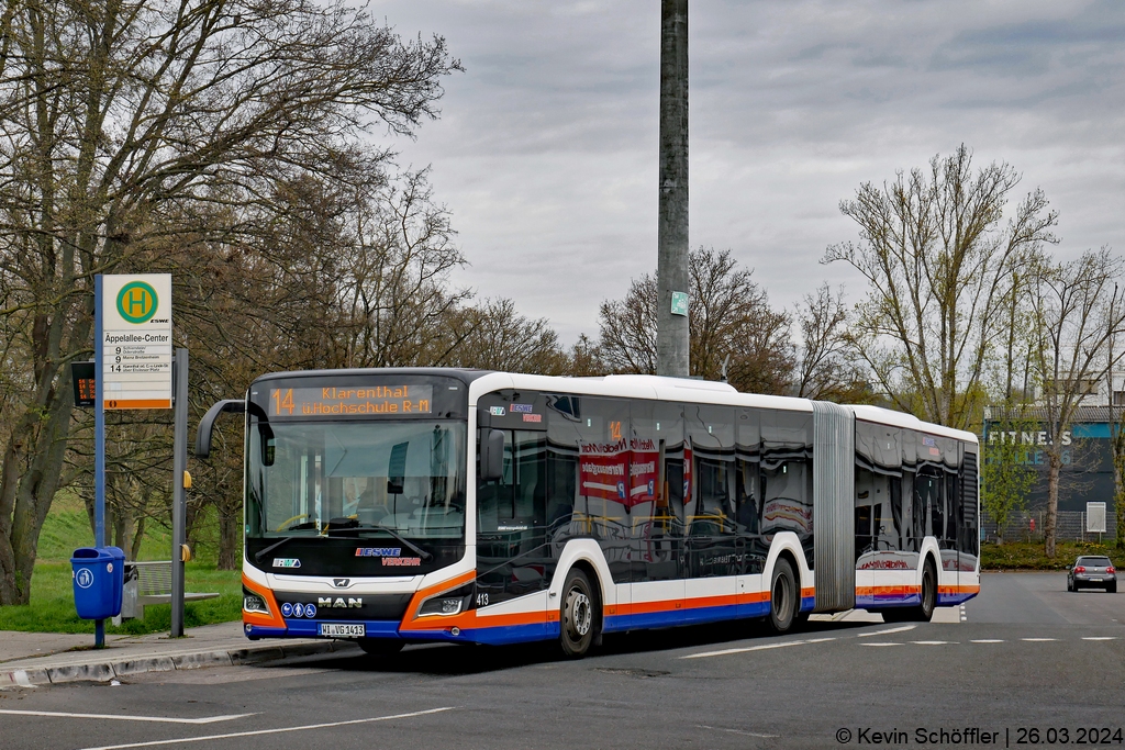 Wagen 413 | WI-VG 1413 | Biebrich Äppelallee-Center | 26.03.2024