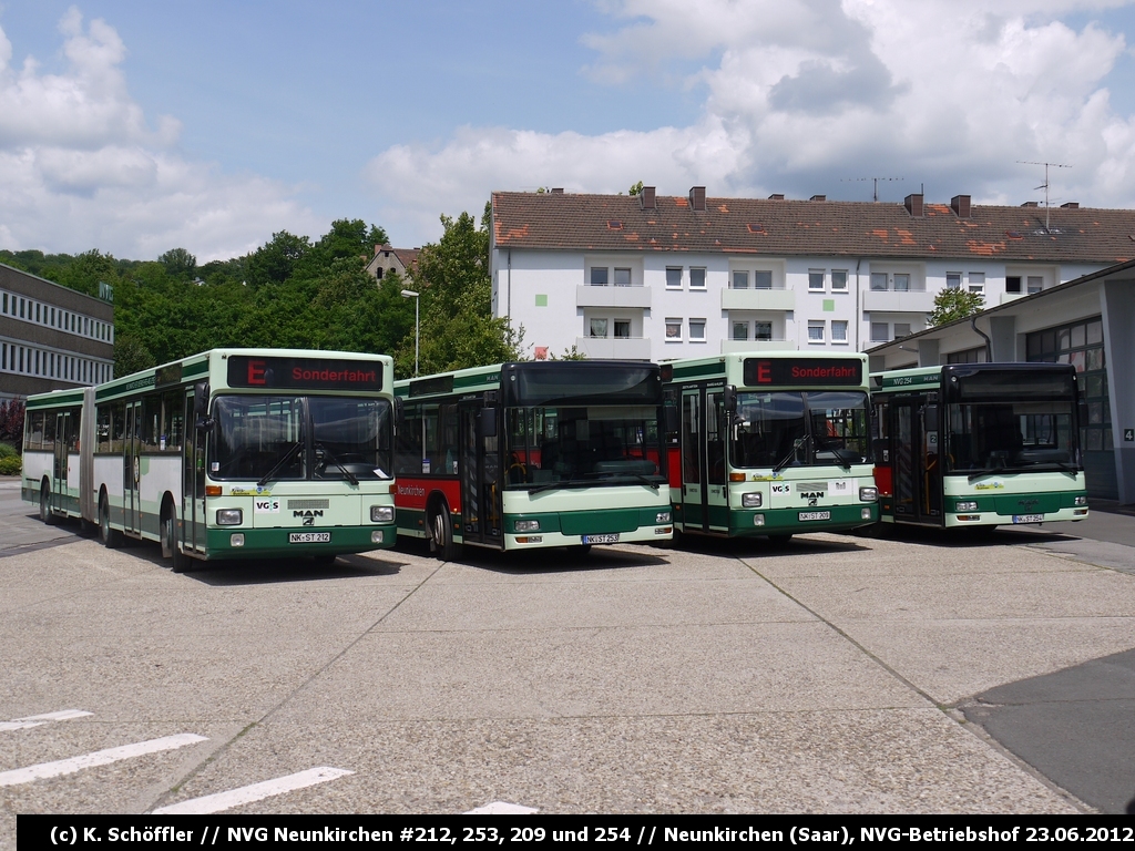 NK-ST 212 + NK-ST 253 + NK-ST 209 + NK-ST 254 Neunkirchen NVG-Betriebshof 23.06.2012